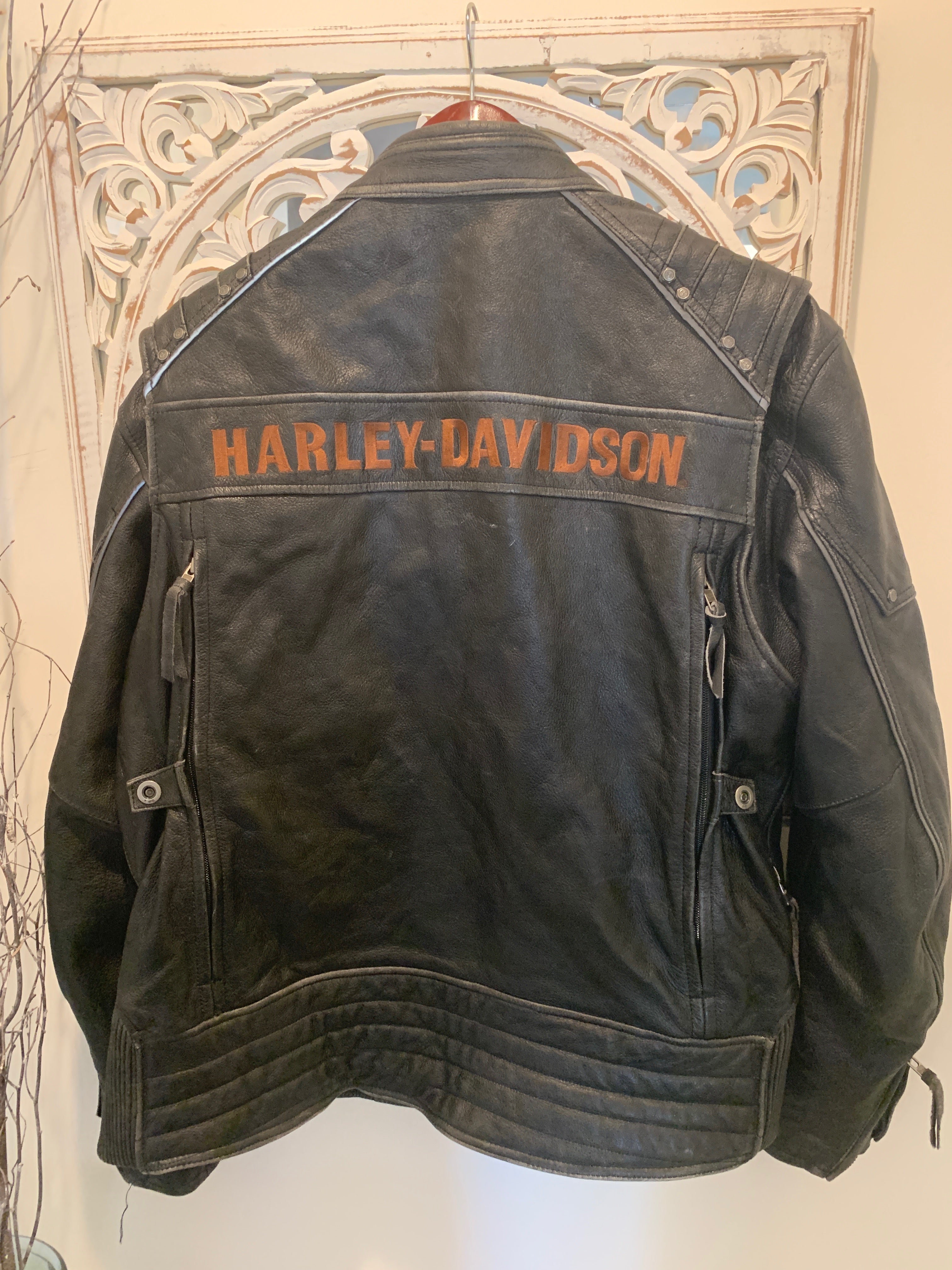 Harley Davidson Men’s METAL WARRIOR Leather Jacket 97182-10VM XL Black  Tribal